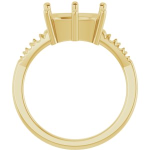 18K Yellow Gold 11x9 mm Elongated Cushion Ring Mounting – image 4