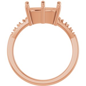 14K Rose Gold 11x9 mm Elongated Cushion Ring Mounting – image 4