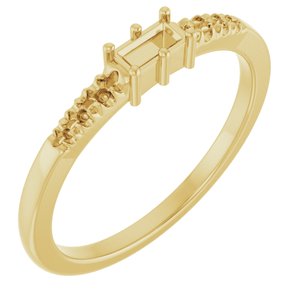 18K Yellow Gold 4x2 mm Straight Baguette Ring Mounting – image 2