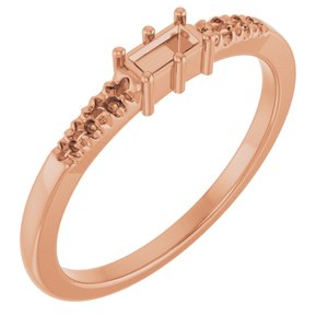 14K Rose Gold 4x2 mm Straight Baguette Ring Mounting – image 2