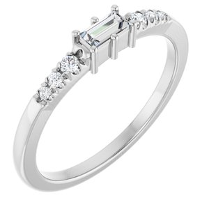 18K White Gold 4x2 mm Straight Baguette Ring Mounting