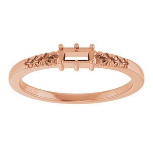 18K Rose Gold 4x2 mm Straight Baguette Ring Mounting – image 6