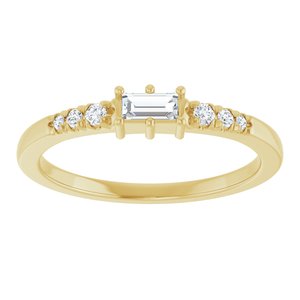 18K Yellow Gold 4x2 mm Straight Baguette Ring Mounting – image 5