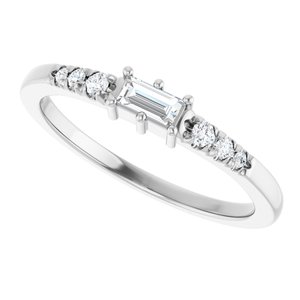 18K White Gold 4x2 mm Straight Baguette Ring Mounting – image 8