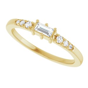 14K Yellow Gold 4x2 mm Straight Baguette Ring Mounting – image 8