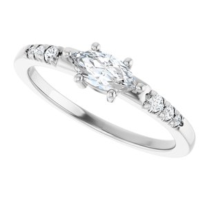 14K X1 White Gold 7x3.5 mm Marquise Ring Mounting – image 8