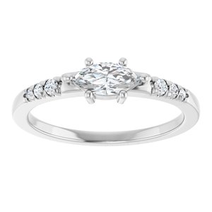 18K White Gold 7x3.5 mm Marquise Ring Mounting – image 5
