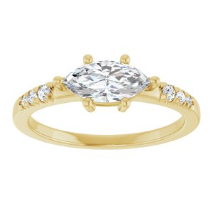 14K Yellow Gold 9x4.5 mm Marquise Ring Mounting – image 5