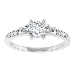 14K White Gold 9x4.5 mm Marquise Ring Mounting – image 5