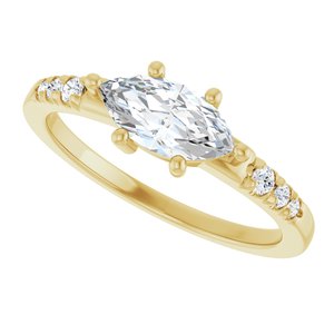 14K Yellow Gold 9x4.5 mm Marquise Ring Mounting – image 8