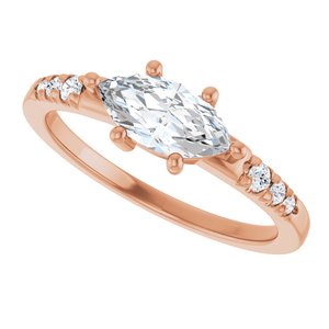 18K Rose Gold 9x4.5 mm Marquise Ring Mounting – image 8