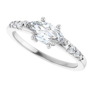 10K White Gold 9x4.5 mm Marquise Ring Mounting – image 8