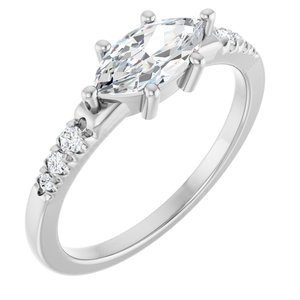 14K White Gold 9x4.5 mm Marquise Ring Mounting