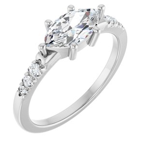 14K White Gold 9.5x5 mm Marquise Ring Mounting