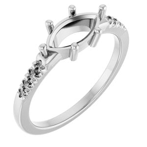 14K White Gold 9.5x5 mm Marquise Ring Mounting – image 2