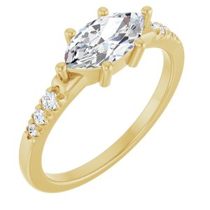18K Yellow Gold 9.5x5 mm Marquise Ring Mounting