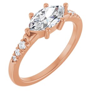 18K Rose Gold 9.5x5 mm Marquise Ring Mounting