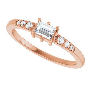 14K Rose Gold 4x3 mm Straight Baguette Ring Mounting – image 8