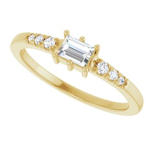 14K Yellow Gold 4x3 mm Straight Baguette Ring Mounting – image 8