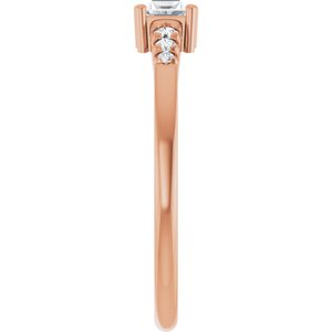 18K Rose Gold 4x3 mm Straight Baguette Ring Mounting – image 7