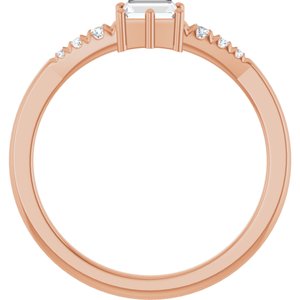 18K Rose Gold 4x3 mm Straight Baguette Ring Mounting – image 3