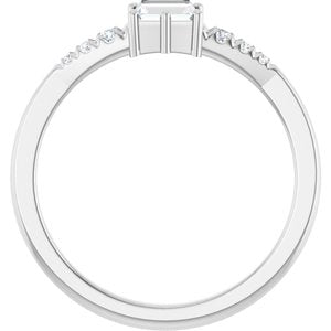 10K White Gold 4x3 mm Straight Baguette Ring Mounting – image 3