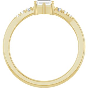 18K Yellow Gold 4x3 mm Straight Baguette Ring Mounting – image 3