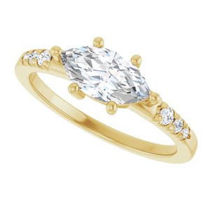 18K Yellow Gold 9.5x5 mm Marquise Ring Mounting – image 8