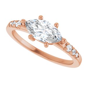 14K Rose Gold 9.5x5 mm Marquise Ring Mounting – image 8