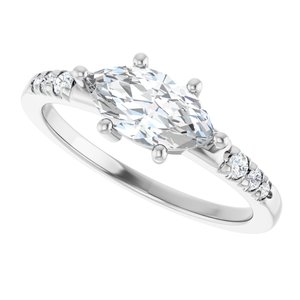 14K X1 White Gold 9.5x5 mm Marquise Ring Mounting – image 8