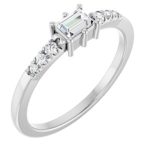 Continuum Sterling Silver 4x3 mm Straight Baguette Ring Mounting