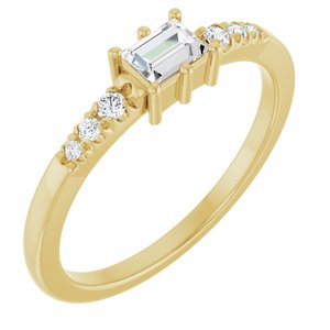 14K Yellow Gold 4x3 mm Straight Baguette Ring Mounting