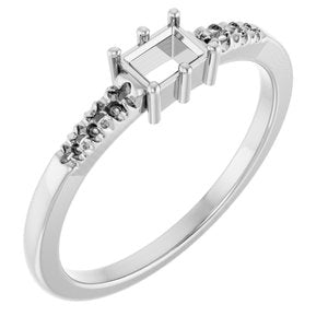 10K White Gold 4x3 mm Straight Baguette Ring Mounting – image 2