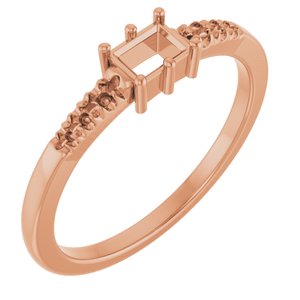 18K Rose Gold 4x3 mm Straight Baguette Ring Mounting – image 2