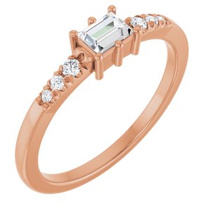 18K Rose Gold 4x3 mm Straight Baguette Ring Mounting