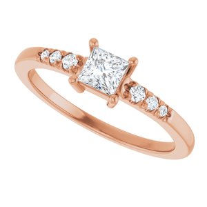 10K Rose Gold 3.75x3.75 mm Square Ring Mounting – image 8