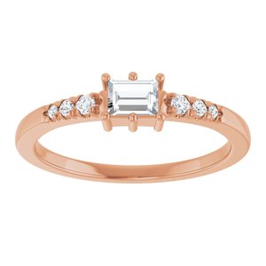 14K Rose Gold 4x3 mm Straight Baguette Ring Mounting – image 5