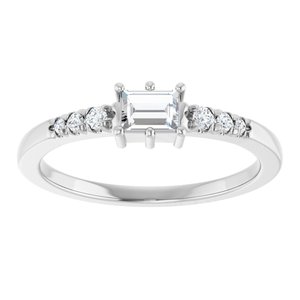 14K X1 White Gold 4x3 mm Straight Baguette Ring Mounting – image 5