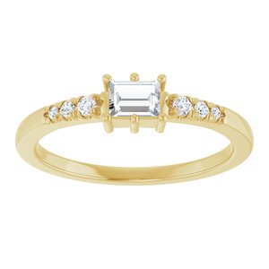18K Yellow Gold 4x3 mm Straight Baguette Ring Mounting – image 5