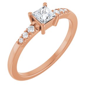 10K Rose Gold 3.75x3.75 mm Square Ring Mounting