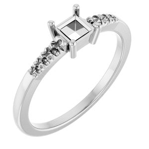 18K White Gold 3.75x3.75 mm Square Ring Mounting – image 2