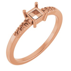 14K Rose Gold 3.75x3.75 mm Square Ring Mounting – image 2