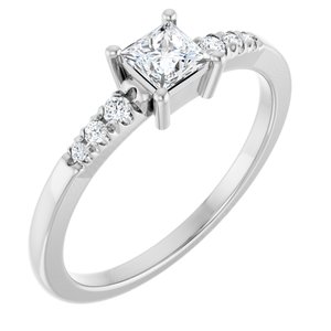 14K White Gold 3.75x3.75 mm Square Ring Mounting