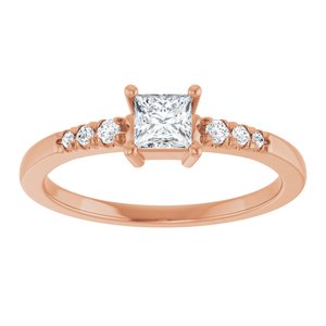 18K Rose Gold 3.75x3.75 mm Square Ring Mounting – image 5