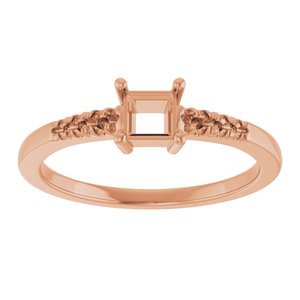 18K Rose Gold 3.75x3.75 mm Square Ring Mounting – image 6
