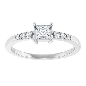 18K White Gold 3.75x3.75 mm Square Ring Mounting – image 5