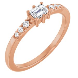 10K Rose Gold 4x3 mm Emerald Ring Mounting