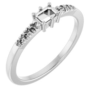 Continuum Sterling Silver 4x3 mm Emerald Ring Mounting – image 2