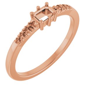 14K Rose Gold 4x3 mm Emerald Ring Mounting – image 2