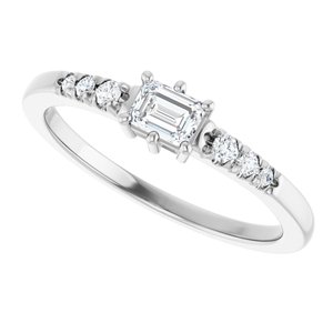 10K White Gold 4x3 mm Emerald Ring Mounting – image 8